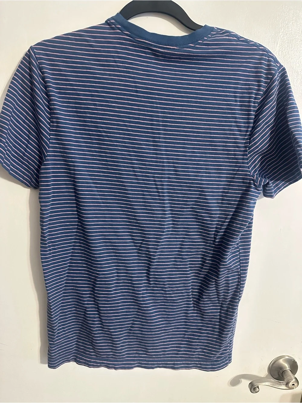 J. Crew Navy and pink Striped men’s Short-Sleeve Crewneck Tee